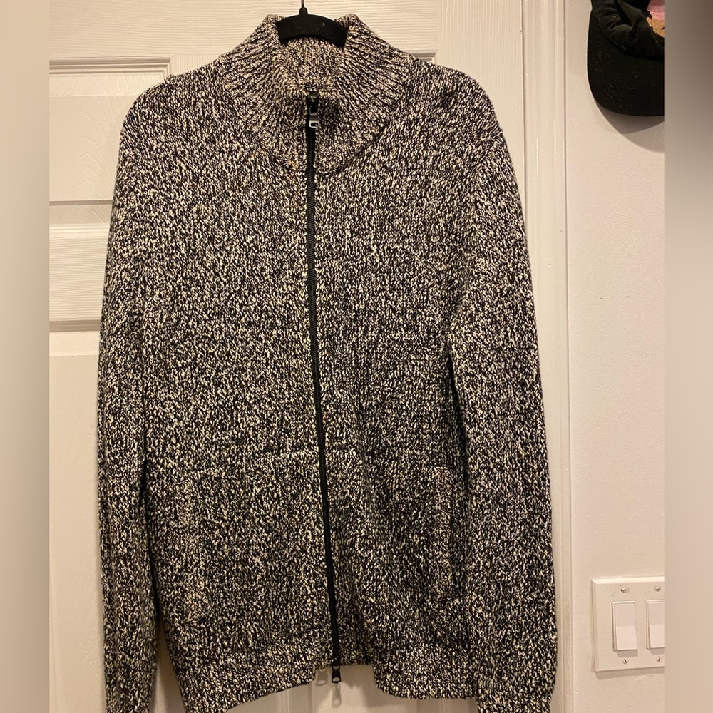 Grey and black banana republic men’s zip up cardigan